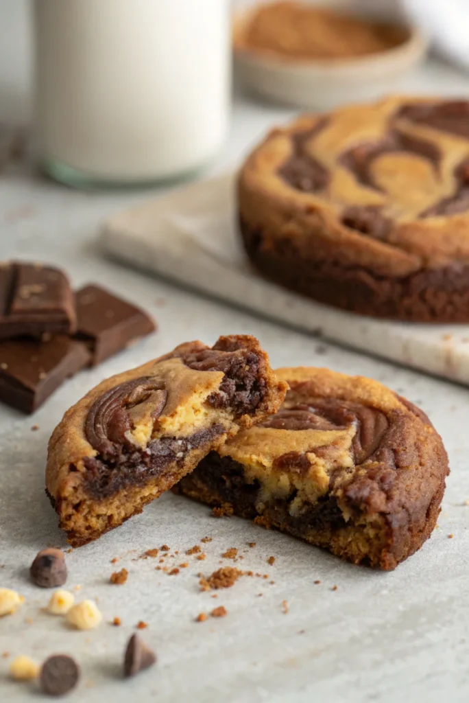 The Ultimate Guide to Peanut Butter Brownie Swirl Cookies 2 The Ultimate Guide to Peanut Butter Brownie Swirl Cookies Gooey peanut butter brownie swirl cookie split in half