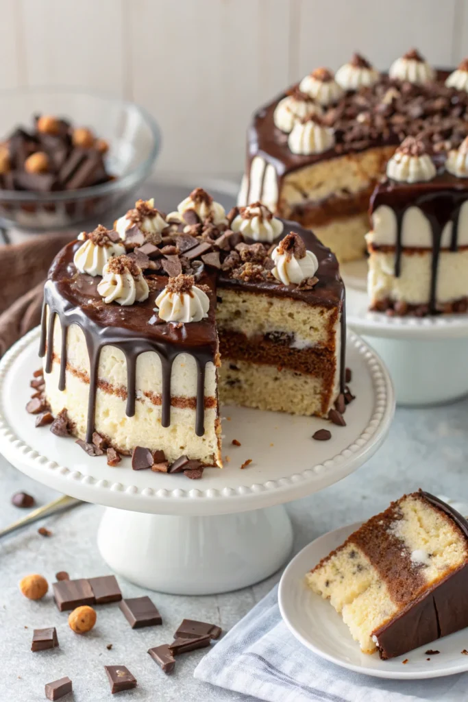 Mounds Poke Cake: The Ultimate Coconut-Chocolate Dessert Recipe 2 Mounds Poke Cake: The Ultimate Coconut-Chocolate Dessert Recipe Served Mounds Poke Cake with toppings for party